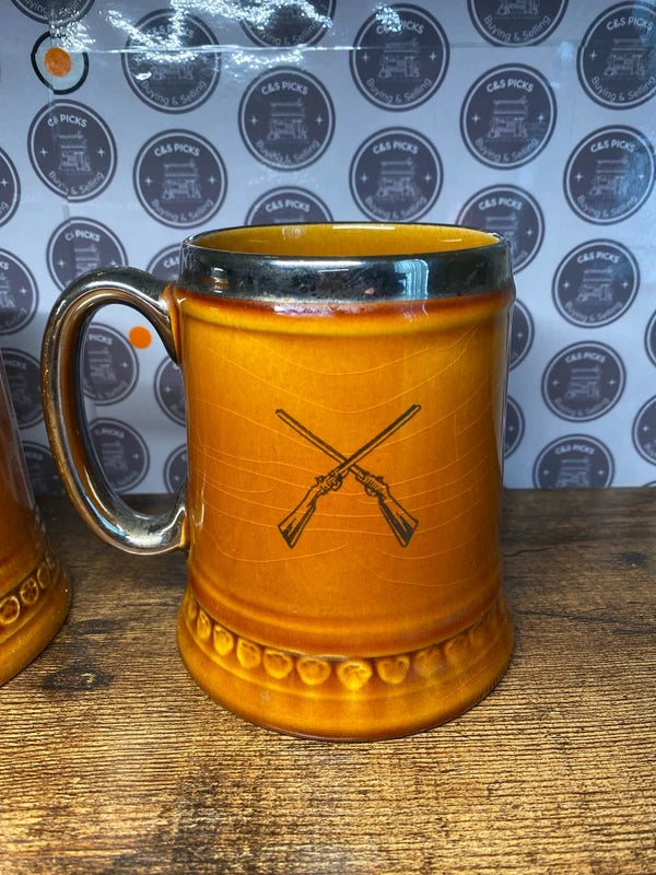 Vintage pair bundle Lord Nelson pottery tankard mug fishing hunting