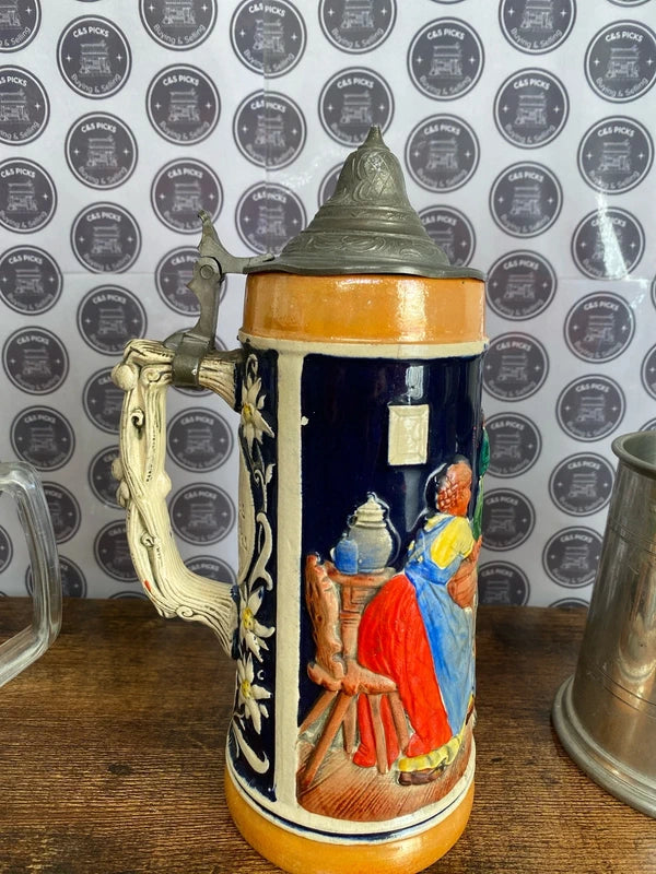 Bundle of vintage different steins tankards German collectible antique joblot