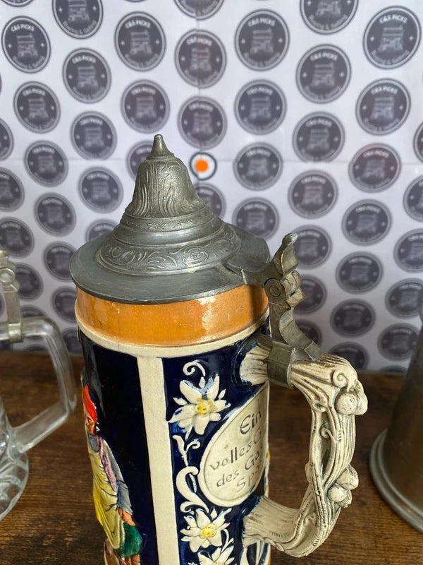 Bundle of vintage different steins tankards German collectible antique joblot