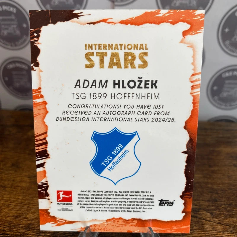 Adam Hlozek International Stars Auto /49 Hoffenheim Bundesliga Topps 2025 Signed