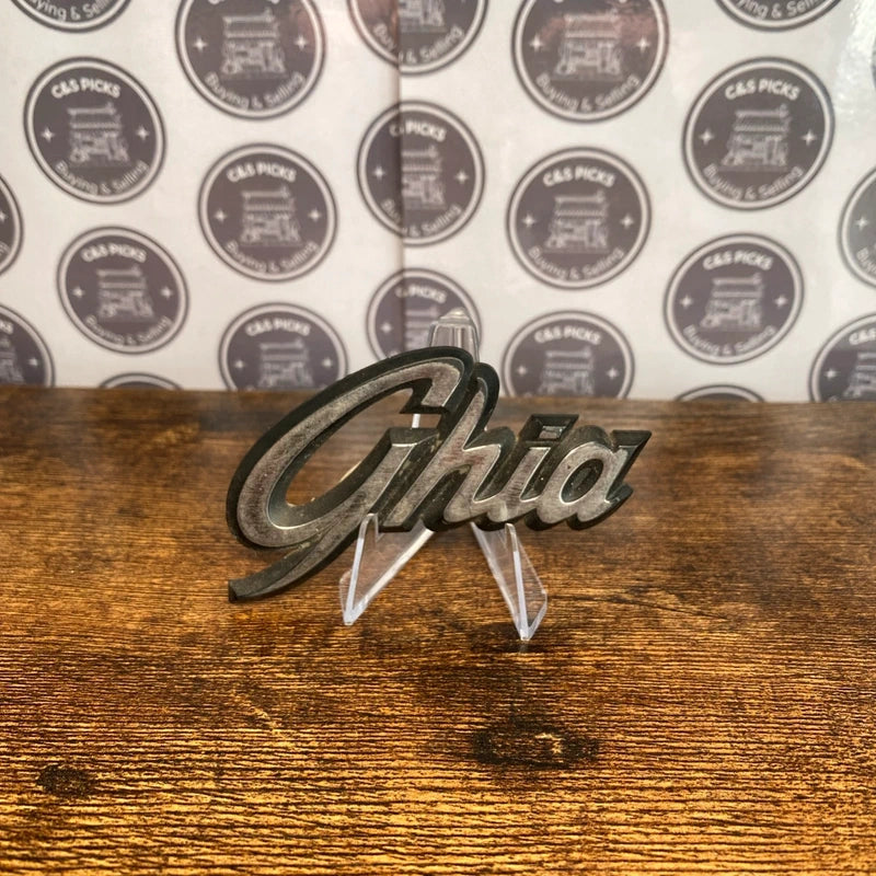 Original Ford Ghia Car Badge Emblem Logo Script Collectible Used