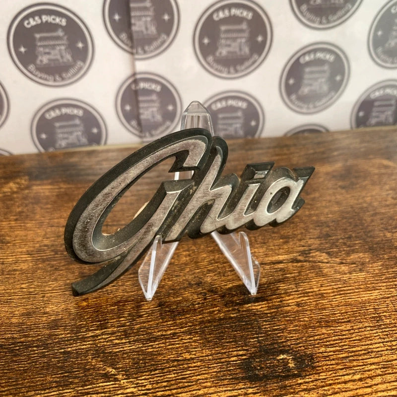 Original Ford Ghia Car Badge Emblem Logo Script Collectible Used