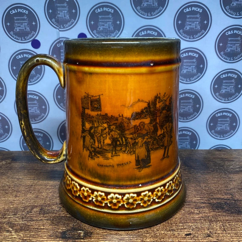 Ridgways “Coaching Days & Coaching Ways” Brown Lustre Mug England Vintage