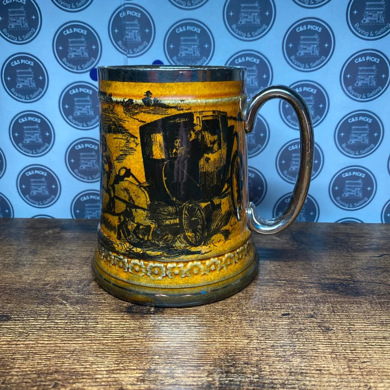 Vintage Tankards ‘Scenes From Coaching Days Glazed Brown By Macmillan & Co.