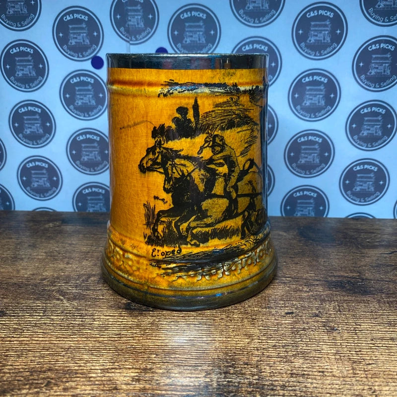 Vintage Tankards ‘Scenes From Coaching Days Glazed Brown By Macmillan & Co.