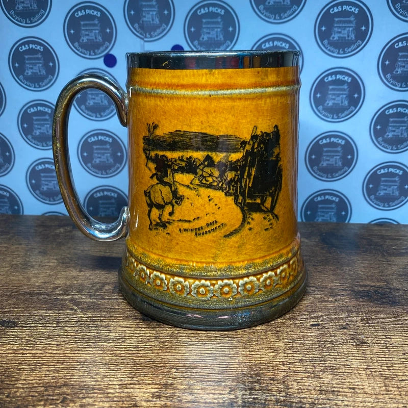 Vintage Tankards ‘Scenes From Coaching Days Glazed Brown By Macmillan & Co.
