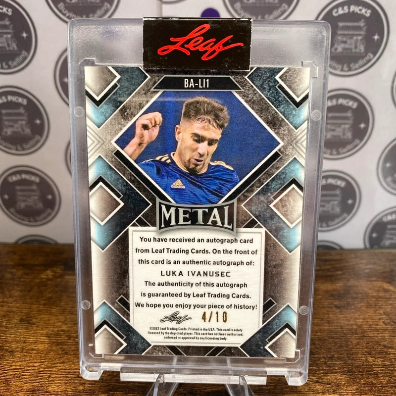 Leaf Metal Prismatic /10 Luka Ivanusec Autograph Auto PAOK & Croatia