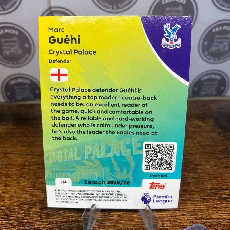 Topps Premier League 2026 Marc Guehi Crystal Palace #114 Yellow Parallel 275/299
