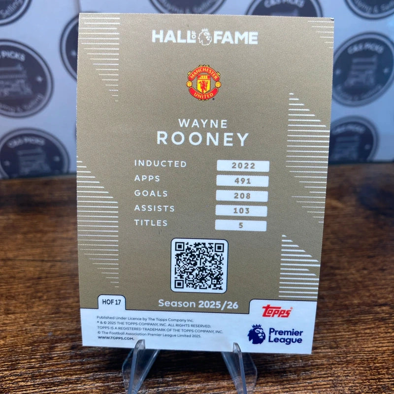 Topps 2026 Premier League Wayne Rooney Manchester United Hall of Fame Card