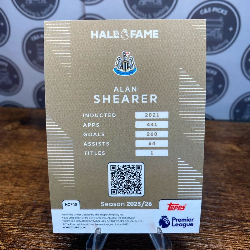 Topps 2026 Premier League Alan Shearer Hall of Fame. Mint Condition Rare HOF18