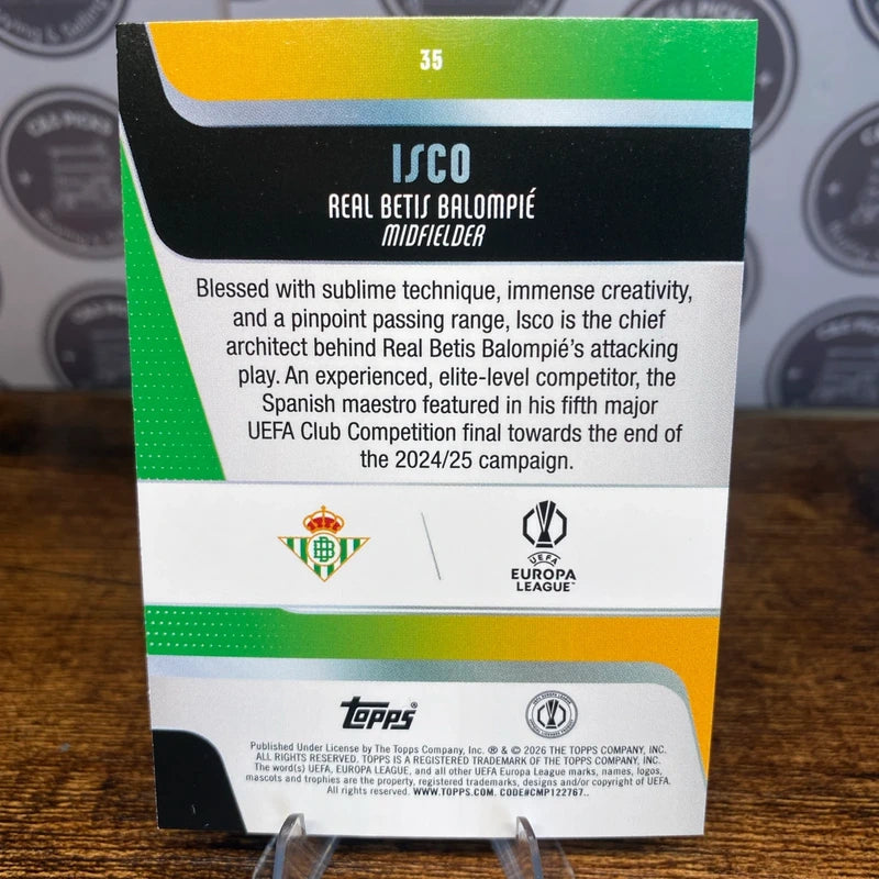 2025-26 Topps UEFA Club Competitions Isco Purple Raindrops /250 Real Betis