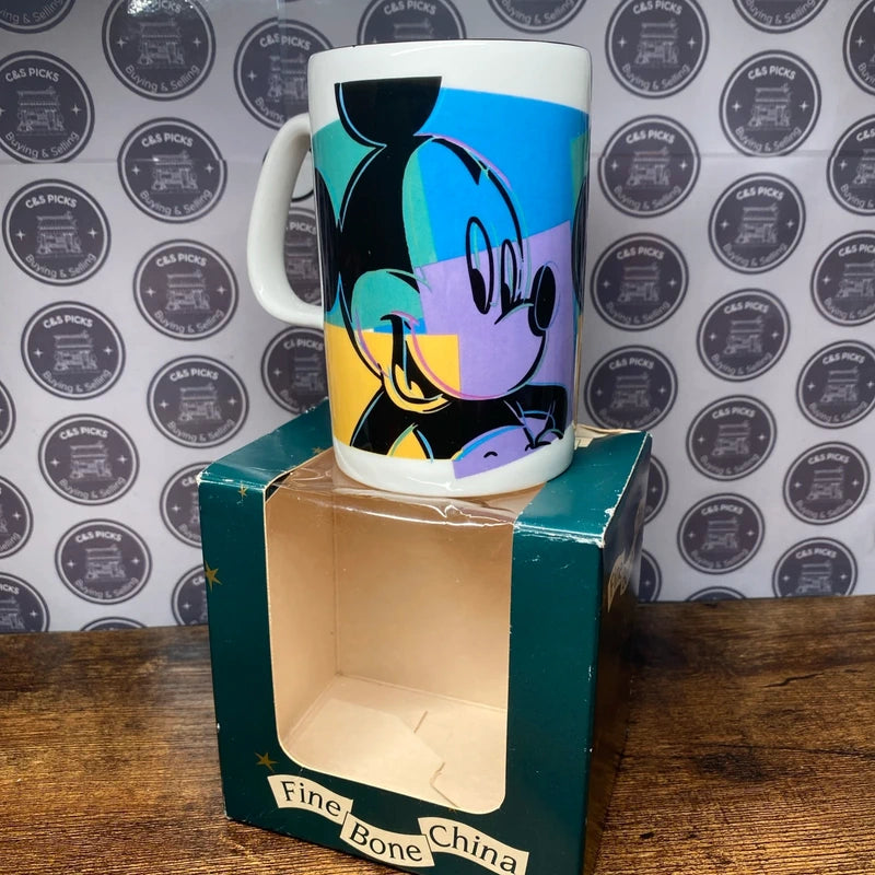 Mickey Mouse Vintage Staffordshire 1980s Tableware Disney Pop Art Mug Retro box