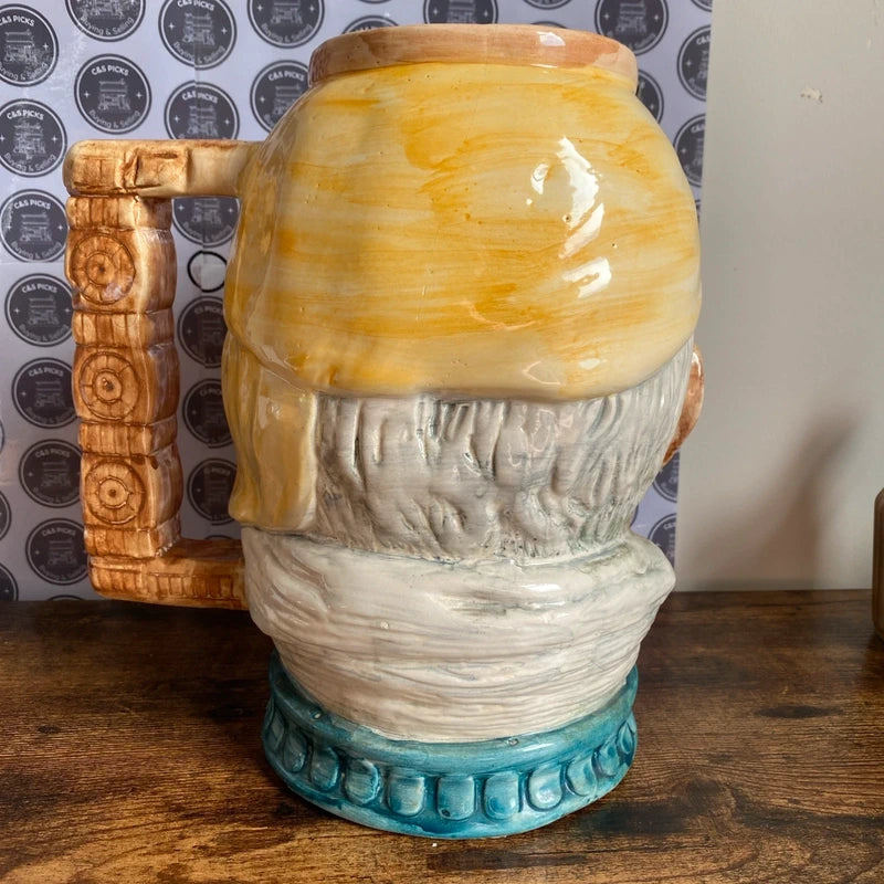 Vintage Massive Toby Jug Hand Painted Ceramic Character Pirate Decor Vase 10.5”