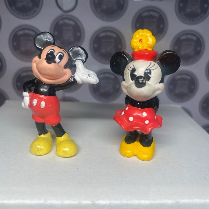 Vintage Disney Minnie And Mickey Mouse Figures mini sculptures 6cm collectible