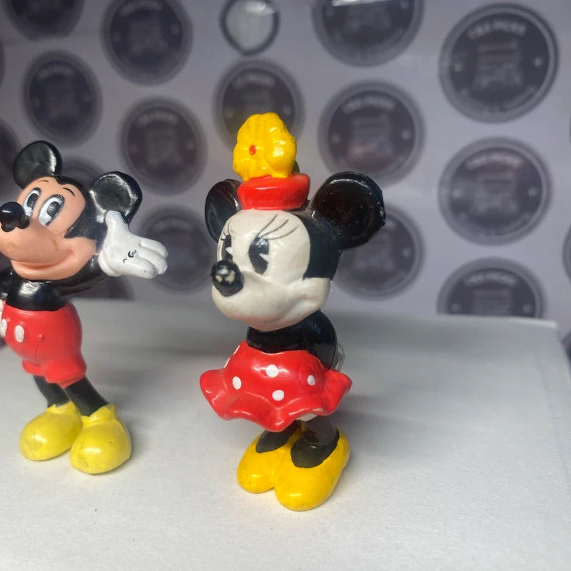 Vintage Disney Minnie And Mickey Mouse Figures mini sculptures 6cm collectible
