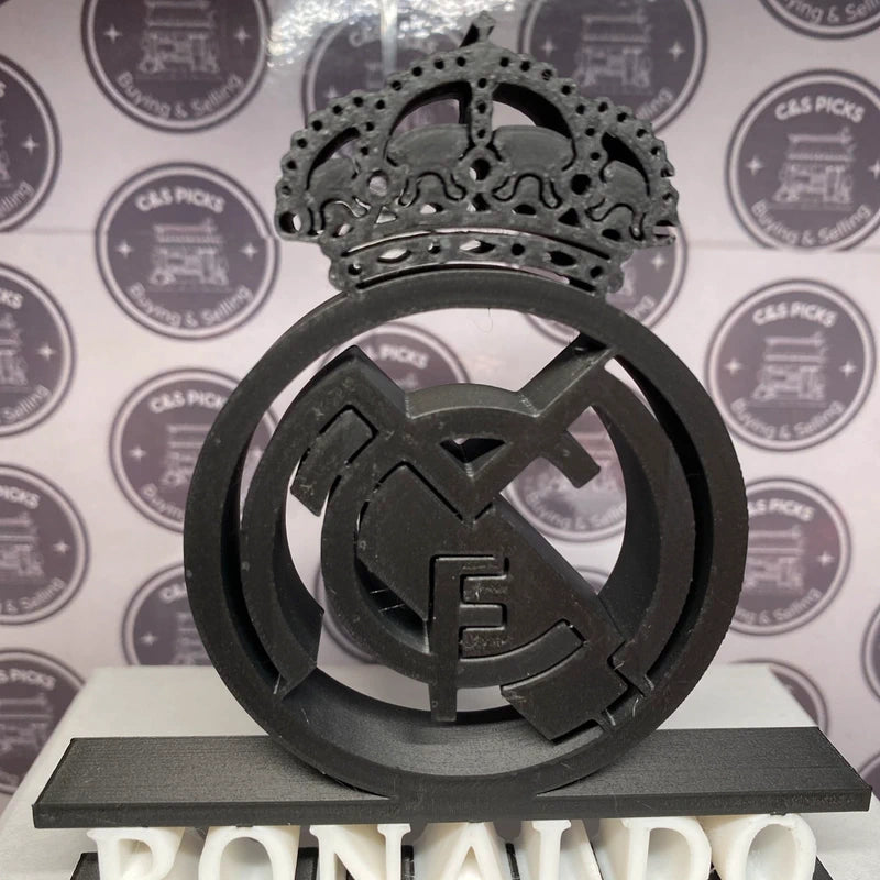 Cristiano Ronaldo CR7 Real Madrid Blacked Out Badge Sculpture Name Ornament Gift