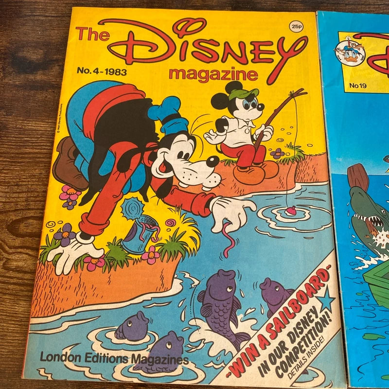 Two Vintage 80’s Disney Comic Book / Magazines Goofy Mickey Mouse Donald Duck