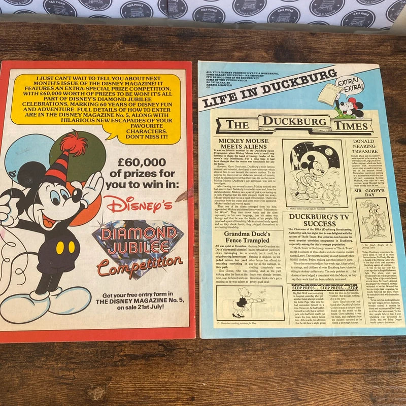 Two Vintage 80’s Disney Comic Book / Magazines Goofy Mickey Mouse Donald Duck