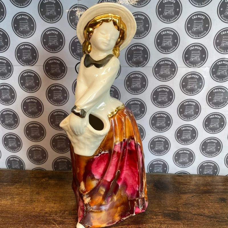 Vintage Lady In Dress Cermaic Vase Pedralba-Valencia Hand Painted Spain Pottery