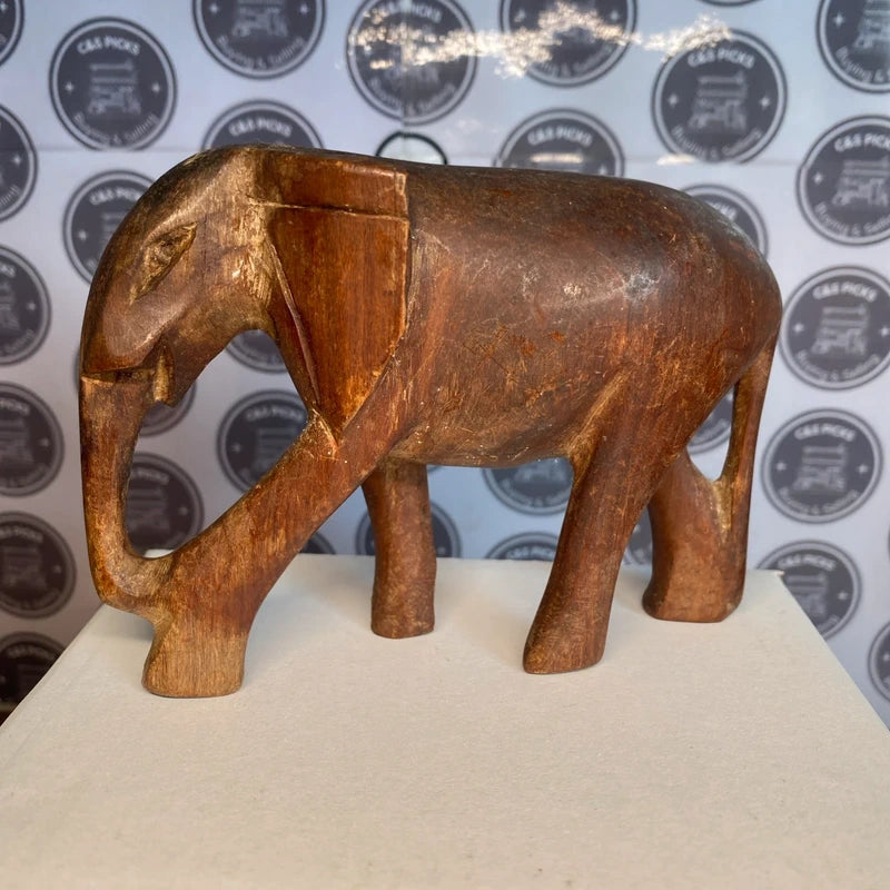 Vintage Hand-Carved Wood Wooden Elephant Crafted Sculpture/Ornament decor retro