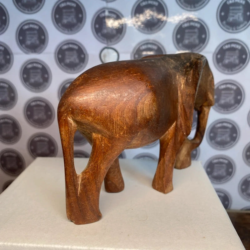 Vintage Hand-Carved Wood Wooden Elephant Crafted Sculpture/Ornament decor retro