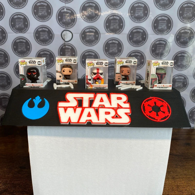 Funko Bitty Pop Star Wars Mandalorian Collectible Figures + Custom Display Stand
