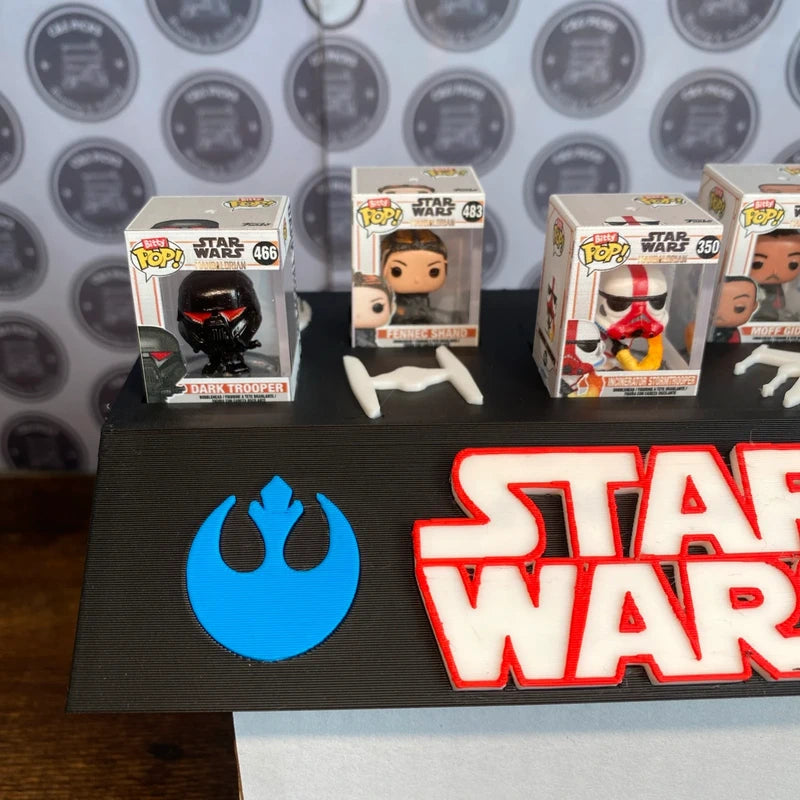 Funko Bitty Pop Star Wars Mandalorian Collectible Figures + Custom Display Stand