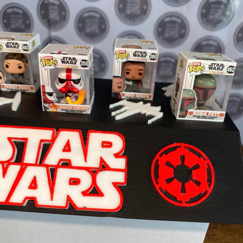 Funko Bitty Pop Star Wars Mandalorian Collectible Figures + Custom Display Stand
