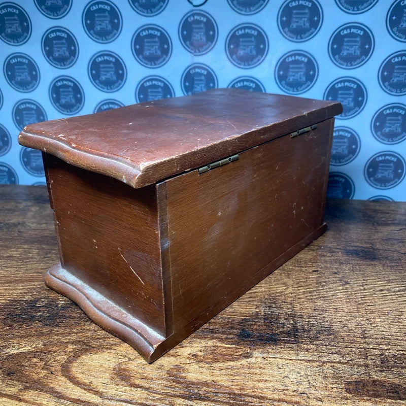 Vintage Wooden Jewellery Box with Mirror Two Drawers Felt Lined Storage Box Gift