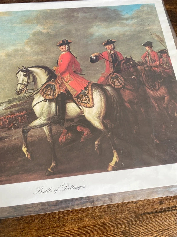 Vintage Art Print Battle Of Dettingen Reproduced From National Army Museum