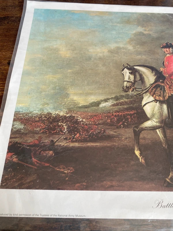 Vintage Art Print Battle Of Dettingen Reproduced From National Army Museum