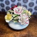 Vintage Royal Doulton China Flower Posy In White Vase Floral Design Collectible