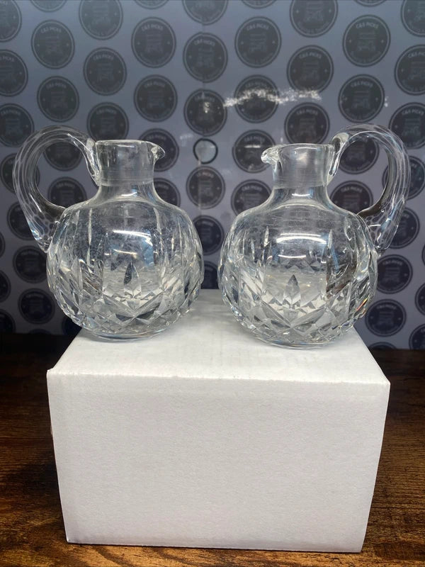 Pair of Vintage Cut Glass Oil / Vinegar Bottles Pourer Collectible Home Decor X2