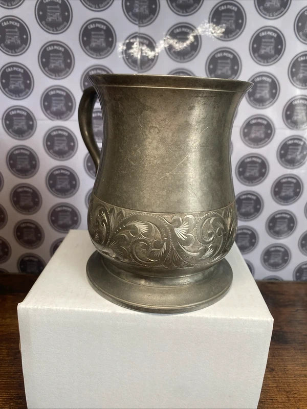 Vintage Crown Rose Cast Pewter Mug Tankard Stein London England Man Cave Bar Pub