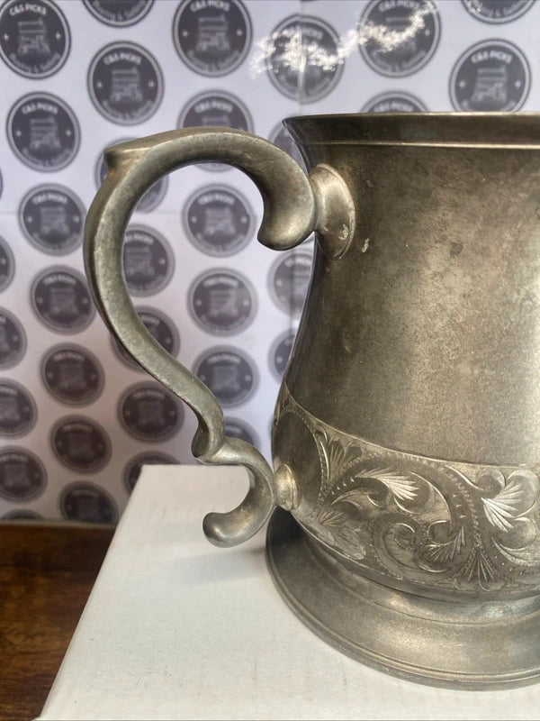 Vintage Crown Rose Cast Pewter Mug Tankard Stein London England Man Cave Bar Pub