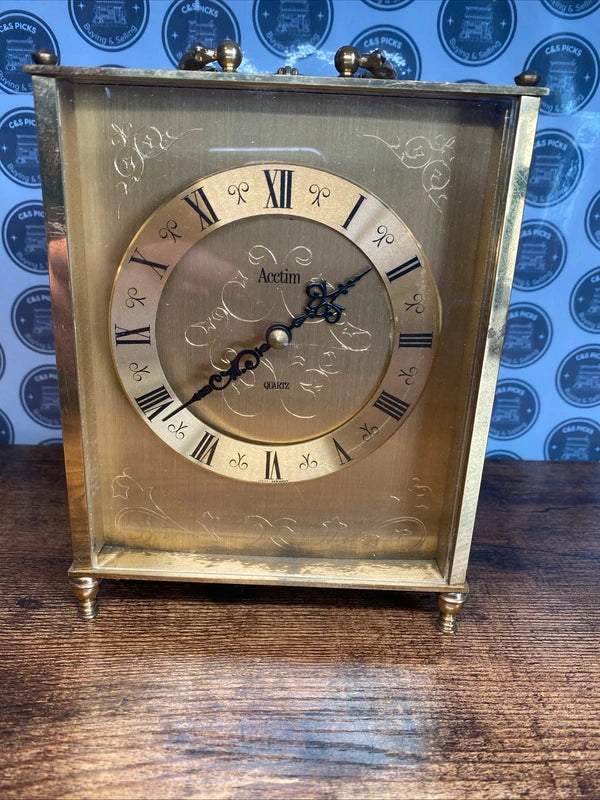 German Acctim Portable Carriage Clock Vintage Silver Gold Tone Untested Repairs