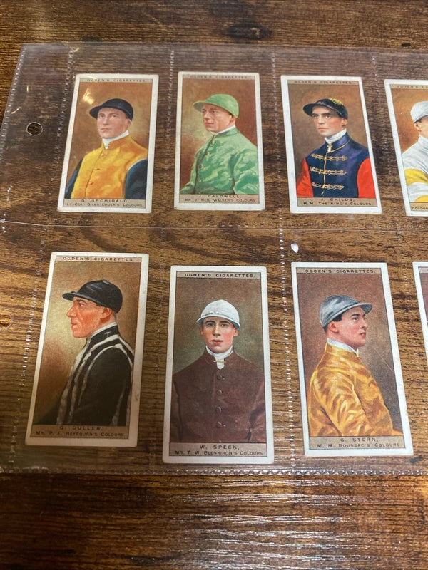 Vintage 1920’s Antique Ogden’s Cigarette Cards Jockeys & Owners Colour Horse X10