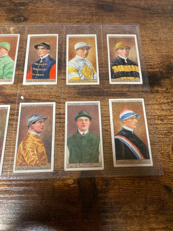 Vintage 1920’s Antique Ogden’s Cigarette Cards Jockeys & Owners Colour Horse X10