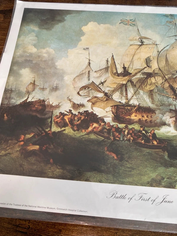 The Battle Of First of June" 1794 Naval Battle Art Print Philippe-Jacques Print