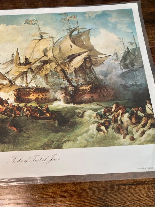 The Battle Of First of June" 1794 Naval Battle Art Print Philippe-Jacques Print