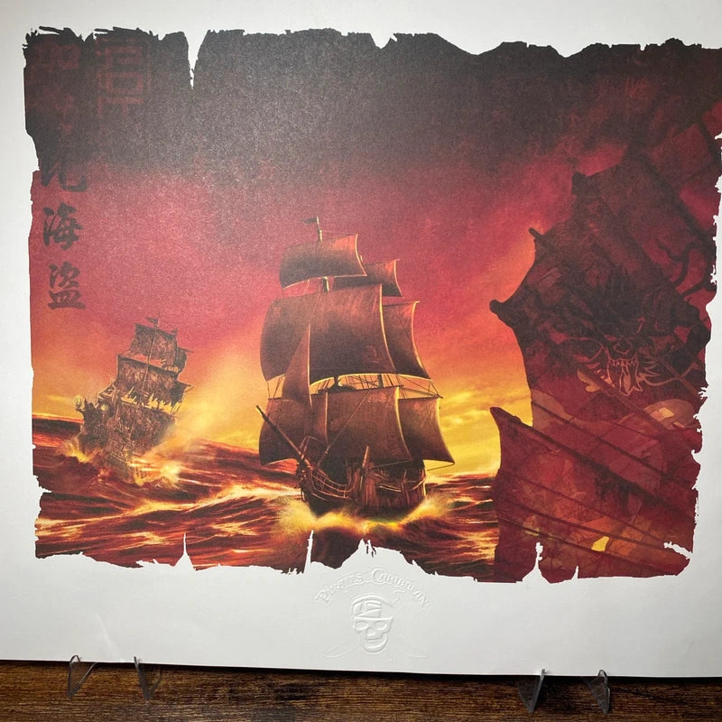 Disney Pirates Of The Caribbean Lithograph Print Ship COA Limited Edition Embossed