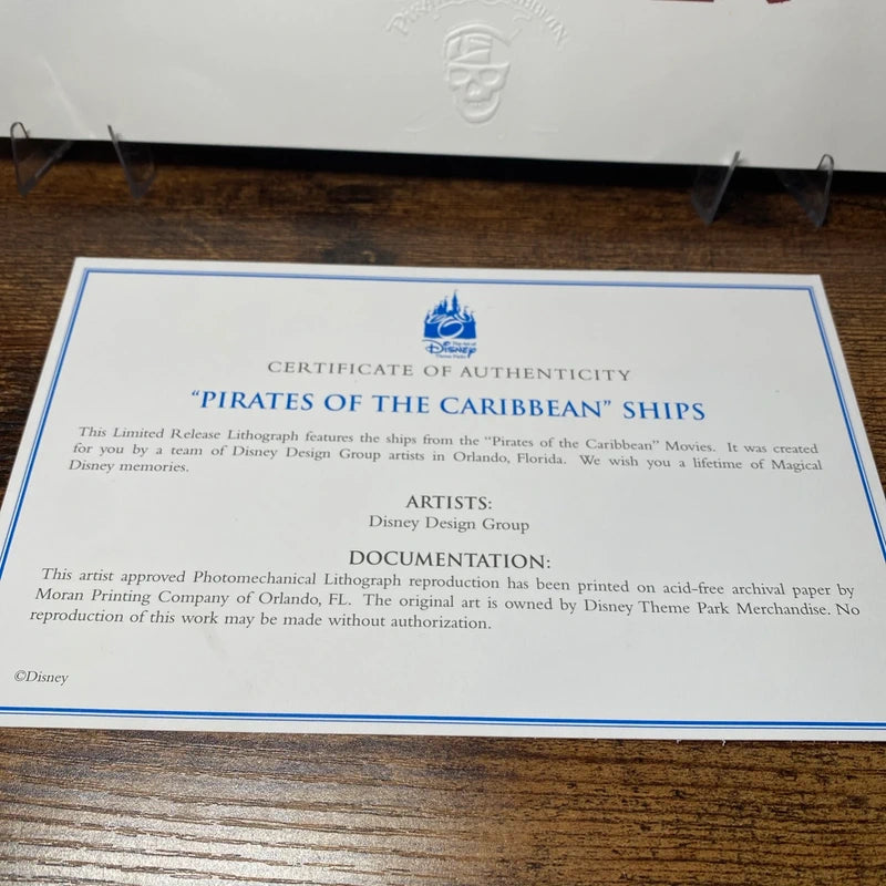 Disney Pirates Of The Caribbean Lithograph Print Ship COA Limited Edition Embossed