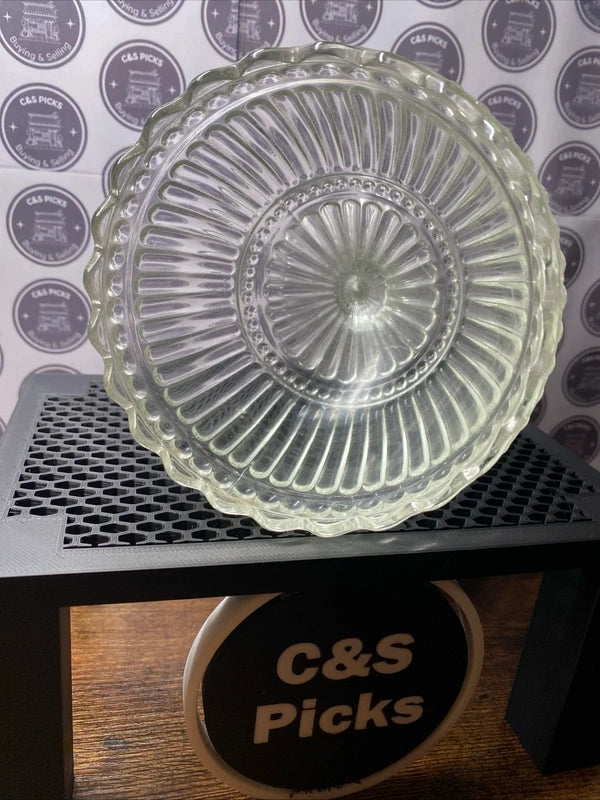 Vintage Glass Cut Bowl Fruit / Keys / Sweets Trinket Dish Heavy Glass Decor