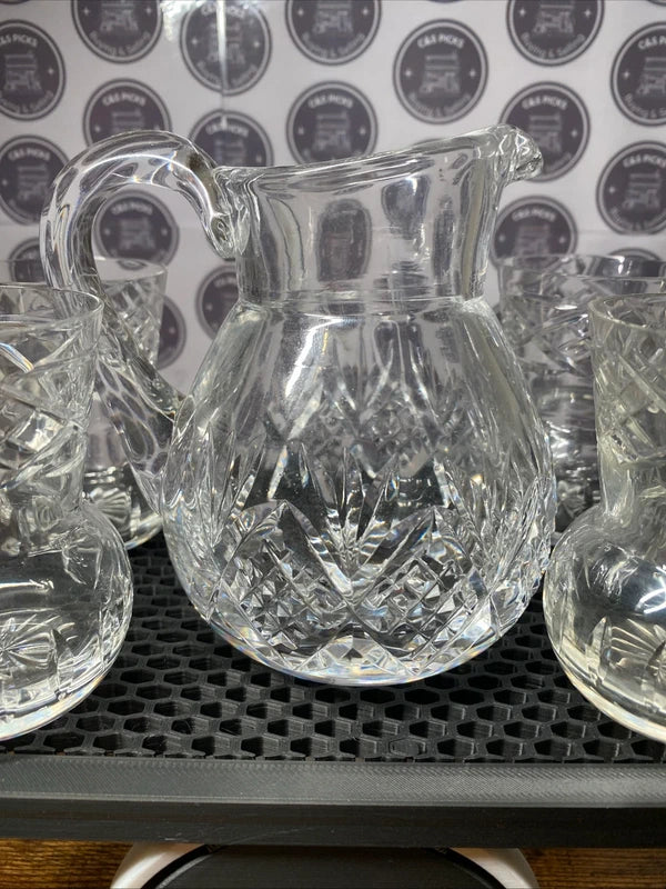Vintage Set of Cut Glass Jug & 4 Glasses Beautiful Set Port Whiskey Decanter UK