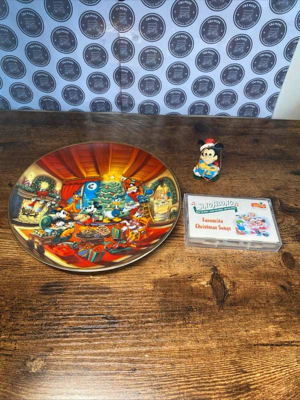 Vintage Walt Disney Christmas Plate , Christmas Ornament & Singalong Tape Bundle