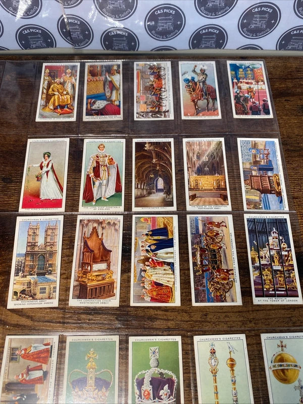 Vintage 1937 Kings Coronation Cigarette Cards Churchman Bundle Of 25 Cards Rare