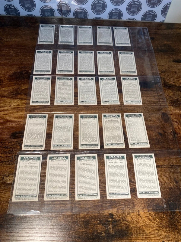 Vintage 1937 Kings Coronation Cigarette Cards Churchman Bundle Of 25 Cards Rare