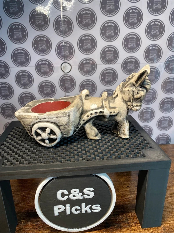Small Donkey / Horse and Cart Figurine Ornament Ashtray Vintage Tea Light Candle