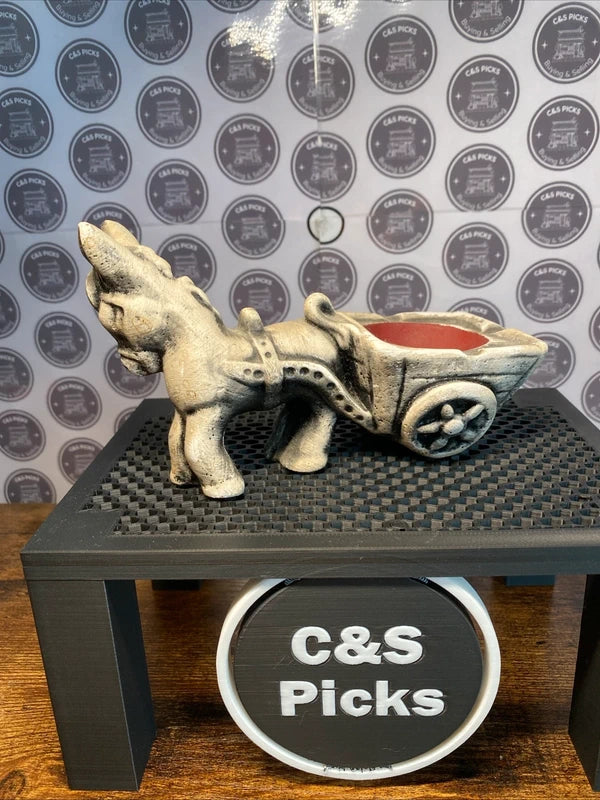 Small Donkey / Horse and Cart Figurine Ornament Ashtray Vintage Tea Light Candle