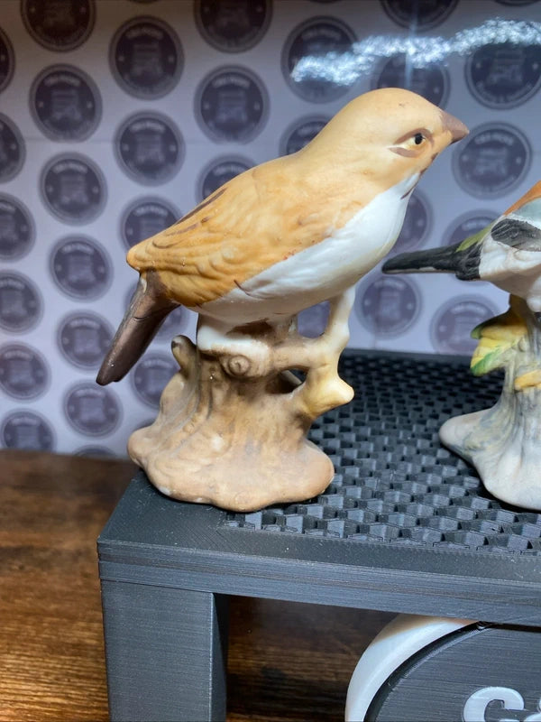 Vintage Ceramic Bird Figurines Set of 3 Robin Bullfinch Sparrow on Perch Decor